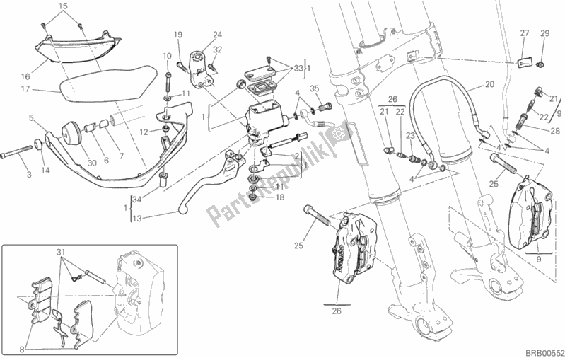 Toutes les pièces pour le Système De Freinage Avant du Ducati Multistrada 950 Brasil 2019